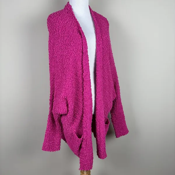Umgee Oversized Cardigan Sweater Womens Large Pink Open Cozy Loungewear Bat Wing - Image 9