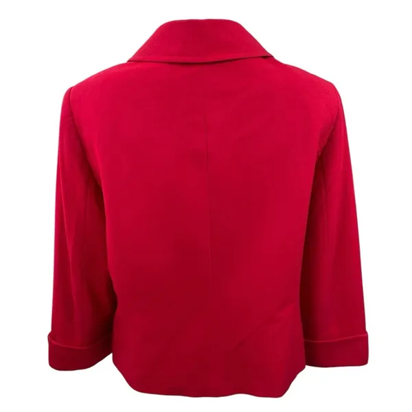 Tahari Women's Red Long Sleeve Button Down Collared Blazer Coat Jacket Size M - Image 3