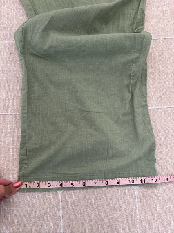 High-Rise Wide Leg Trousers in Olive Green - Image 7