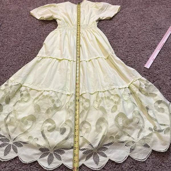 Anthropologie Haute Hippie Yellow Maxi Peasant Dress Gardenparty Boho Sz XS - Image 7