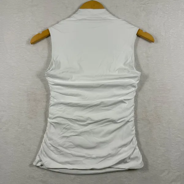 Aritzia Contour Ruched Sleeveless Top White High Neck‎ 115232 Womens Medium - Image 7