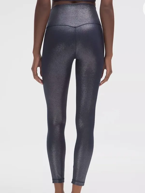 EUC Lululemon Align High-Rise Shimmer Leggings Luxe Shime Foil Navy Silver Sz. 4 - Image 2