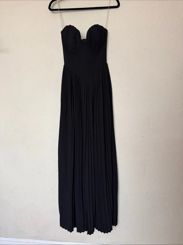 House of CB Marcella Black Georgette Pleated Maxi Dress size XS A-C - Image 4