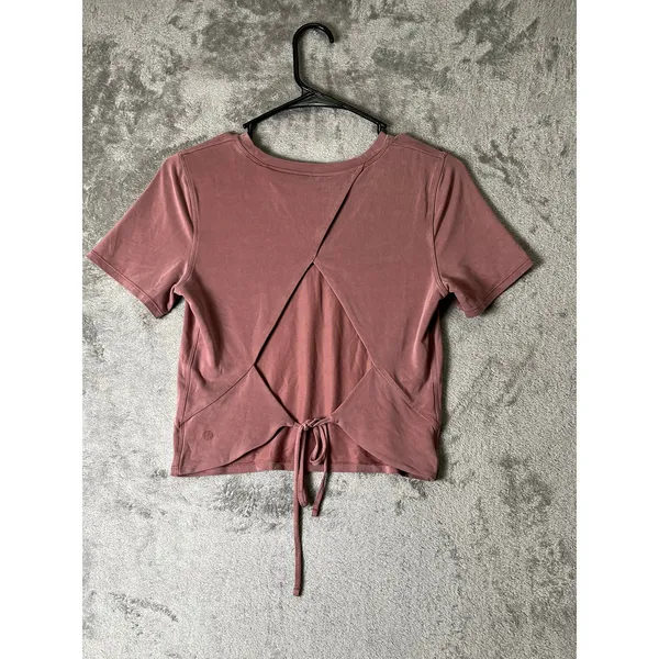Lululemon Open Tie Back Short Sleeve Top Spiced Chai Yoga Pilates Athleisure 2 - Image 3