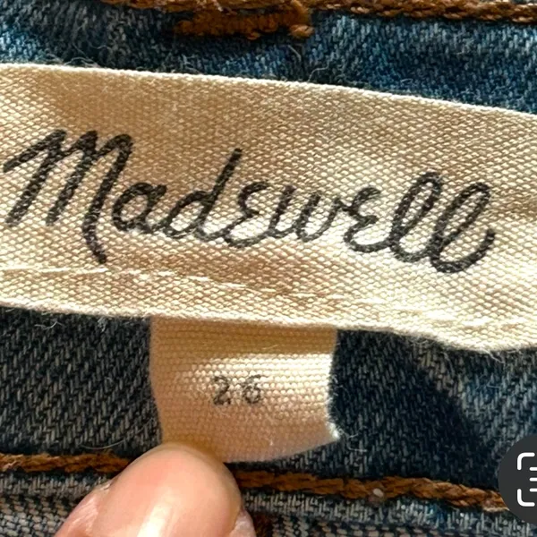 Madewell High-Rise Denim Shorts Button Fly Cut Off Raw Hem Size 26. - Image 7