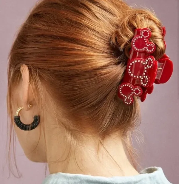 NWOT x Mickey Mouse hot pink rhinestone claw hair clip - Image 3