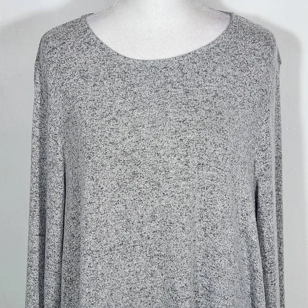 Old Navy Gray Knee-Length Swing Dress Size Large Gray Long Sleeve Knit Dress - Image 3