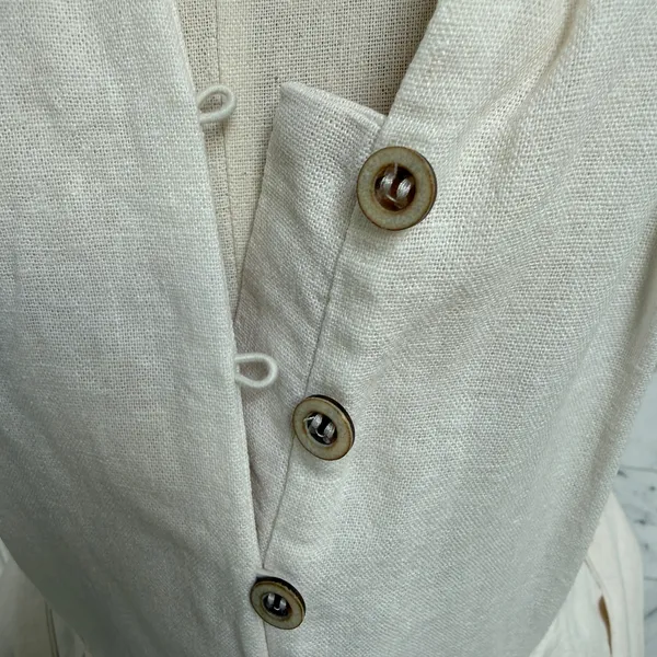 Zara Linen Blend Belted Shirt Robe Dress Pockets Johnny Collar XS - Image 4