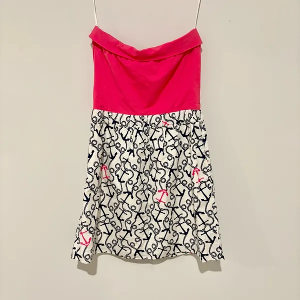 Lilly Pulitzer Esmeralda Dress strapless anchor dress in Ahoy‎ There pink small - Image 2