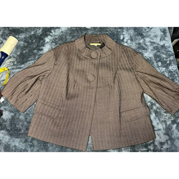 Gianni Bini Herringbone Wool Blend Cropped Jacket - Size M - Image 5