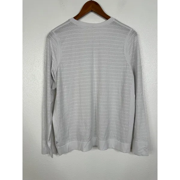 Lululemon White Perforated Mesh Long Sleeve Active Top Womens Size 10 Large - Image 2