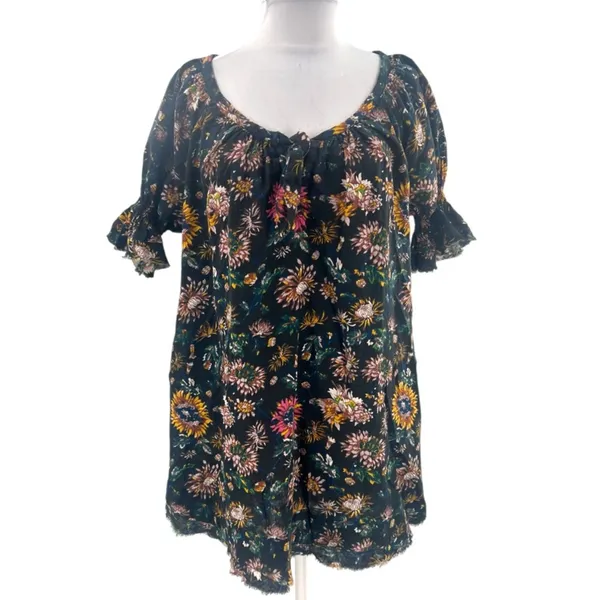 Natural Life Sienna Cotton Gauze Mini Floral Black‎ Dress XS/S - Image 5