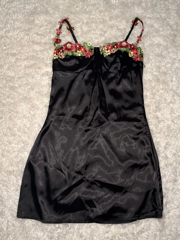 Black Silk Dress Size L - Image 2