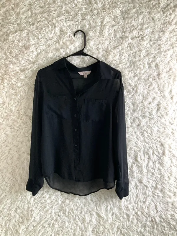 DECREE WOMEN'S LONG-SLEEVE BLACK BUTTON UP SHIRT~SIZE MEDIUM - Image 2