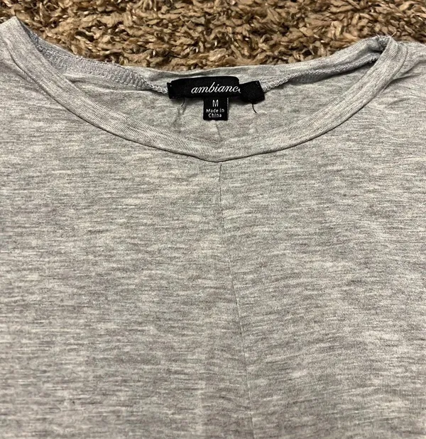 Ambiance Apparel Heather Grey Cropped Long Sleeve Top - Image 3
