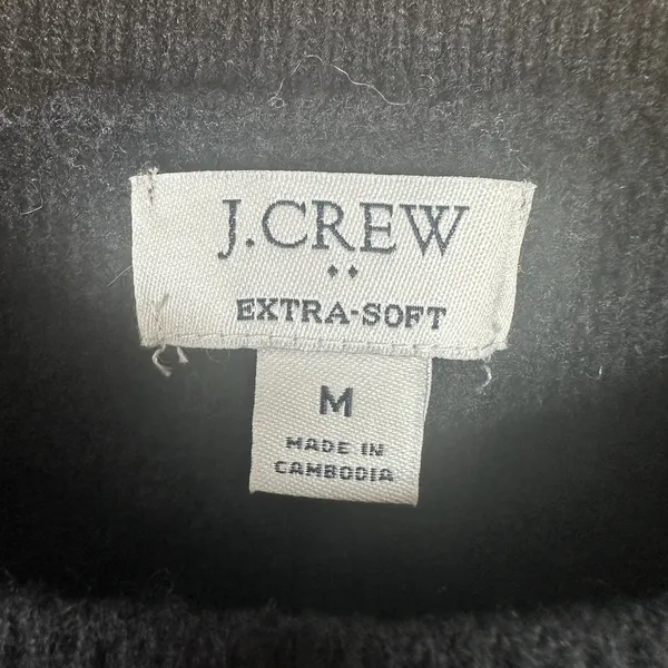 J Crew Extra Soft Wool Blend Shimmer Black Gold Striped Crewneck‎ Sweater Medium - Image 4