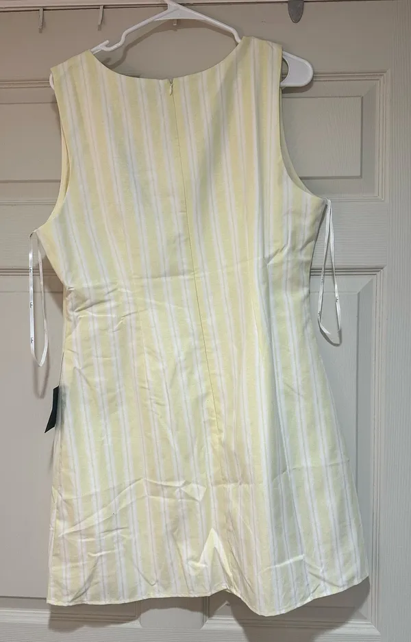 Lulus Dress Mini Yellow striped  - Image 3