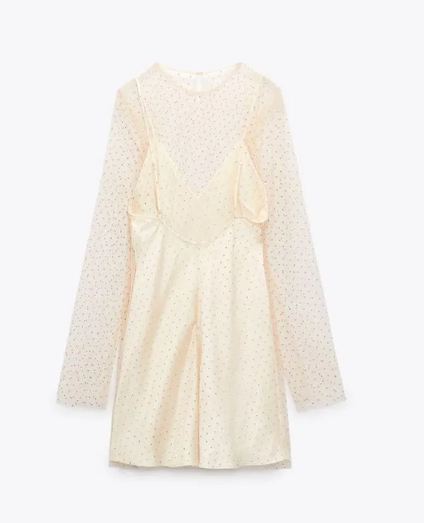 Zara NWT Gold Rhinestone Mini Dress - Image 8