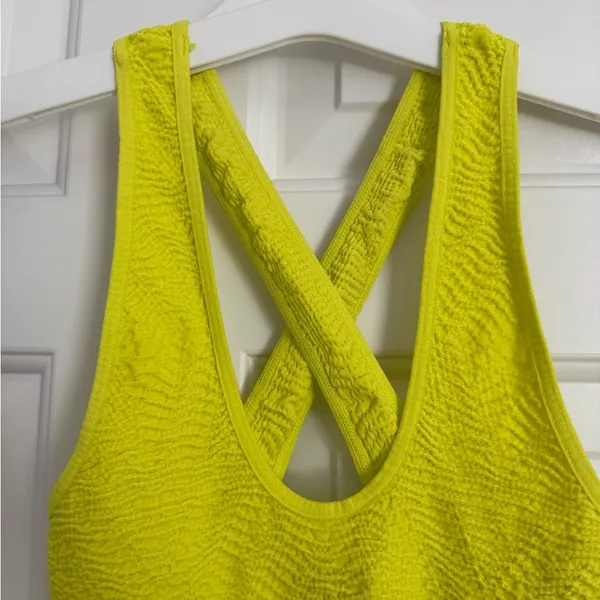 Bebe Textured Cross Over Mini Bodycon Dress - Size S - Neon Yellow - NWT‎ - Image 3
