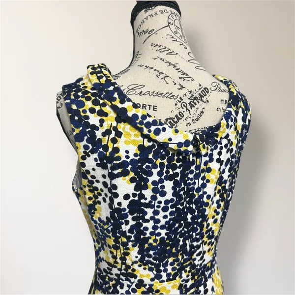 Boden Martha‎ Floral Sheath Dress Yellow Blue Sleeveless Autumn Wedding Guest - Image 6