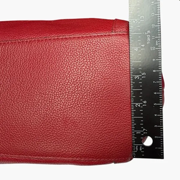 Coach Edie Pebbled Leather Shoulder Bag Red Large Hobo Tote Turnlock Zip Purse - Image 14