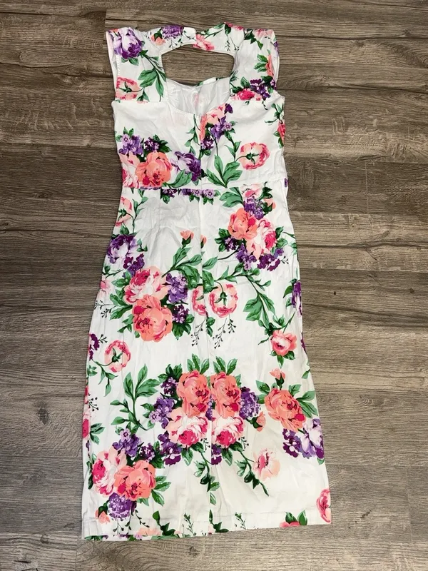 Belle Poque Floral Cutout Bodycon Midi Dress Multicolor Size 2 - Image 6