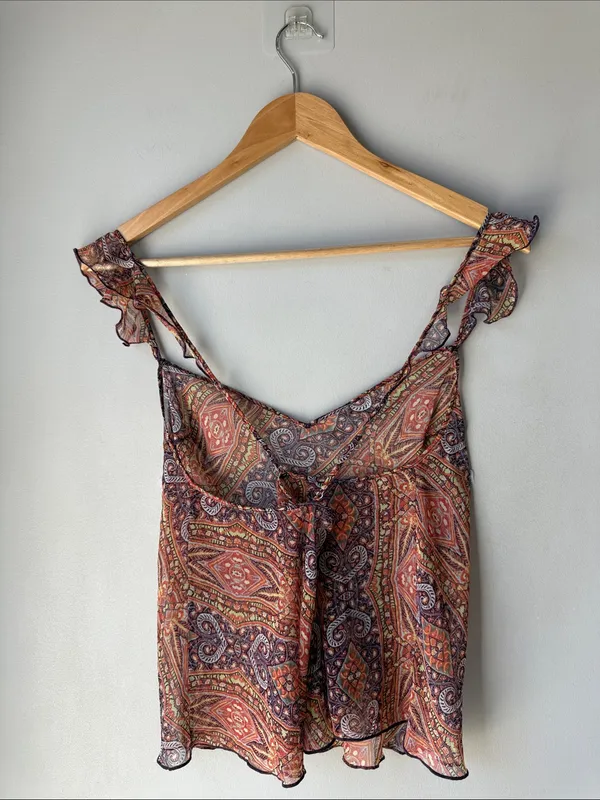 NWOT Victoria's Secret mPaisley Chiffon Ruffle Strap Cami - Image 2
