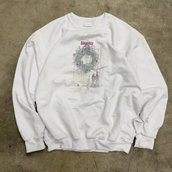 Vintage Northern Reflections Treasures Floral Christmas Wreath Crewneck Large - Image 4