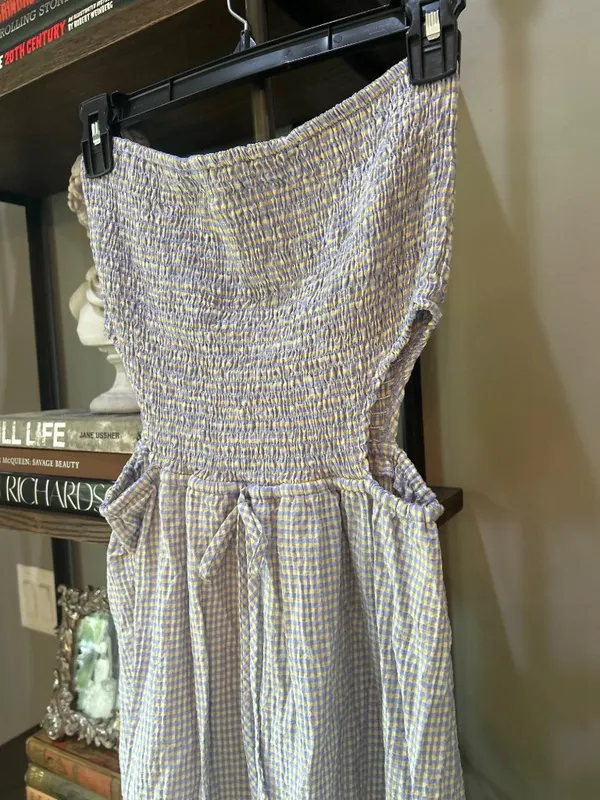 Rays for Days Kelle Cut Out Maxi Dress Coastal Cool Gingham Womens Size Medium - Image 8