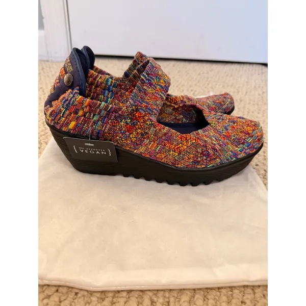 Boho Multicolor Woven Mary Jane Platform Wedge Shoes EU 39 Colorful Eclectic - Image 2