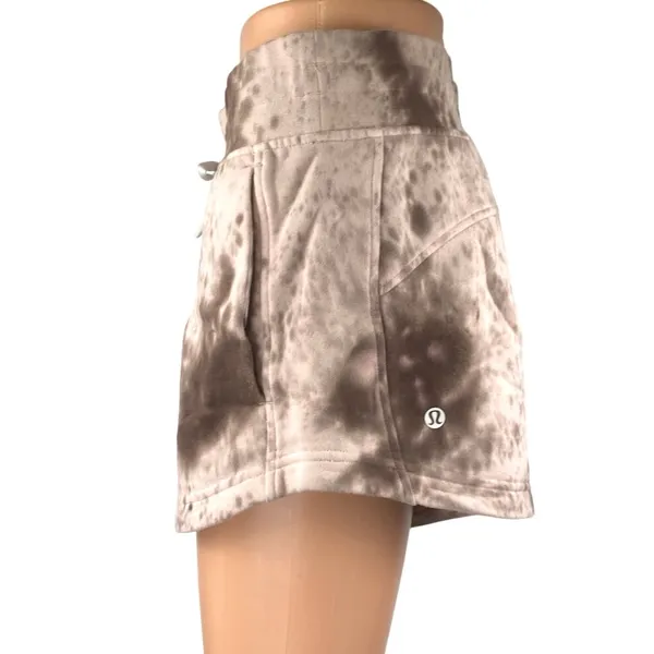 Lululemon Inner Glow Women's Brown Pink Marble Tie Dye Athletic Shorts Size 6 - Image 2