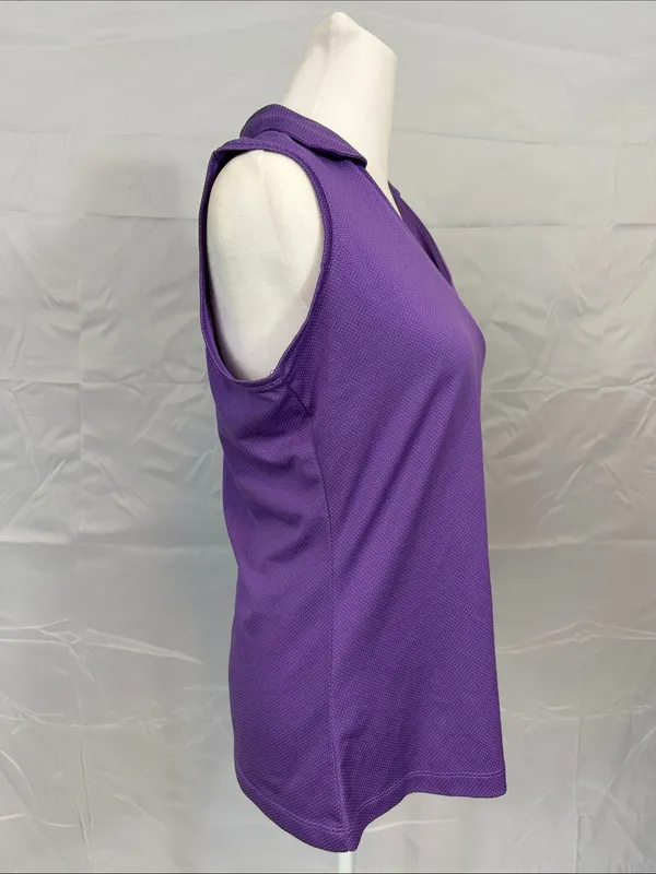 Lady Hagen Women's Golf Tank Top With Ruched Side Size Small Purple Polka Dot - Image 4