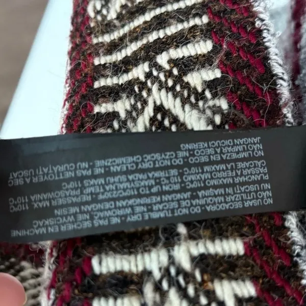 Zara Knit Oversized Sweater Jacket Chunky Slouchy Duster Burgundy Gray Small S - Image 12
