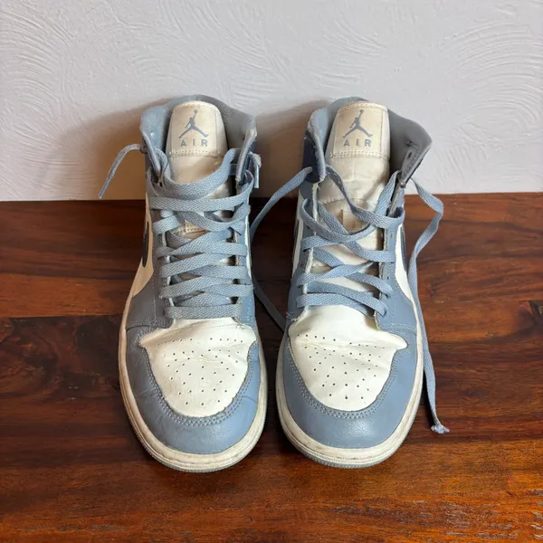Air Jordan 1 Mid Light Smoke Grey White Blue‎ Womens Sneakers BQ6472 140 Sz 10 - Image 3