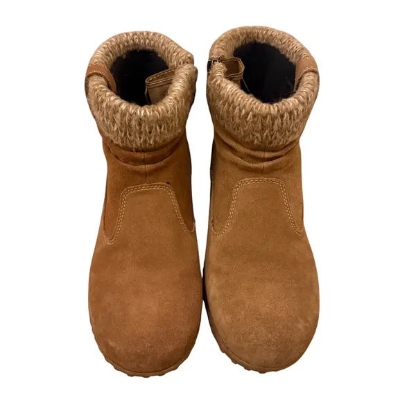 Khombu Laura Women's Brown Suede Knit‎ Cuff All Weather Ankle Boots Size 10M - Image 2