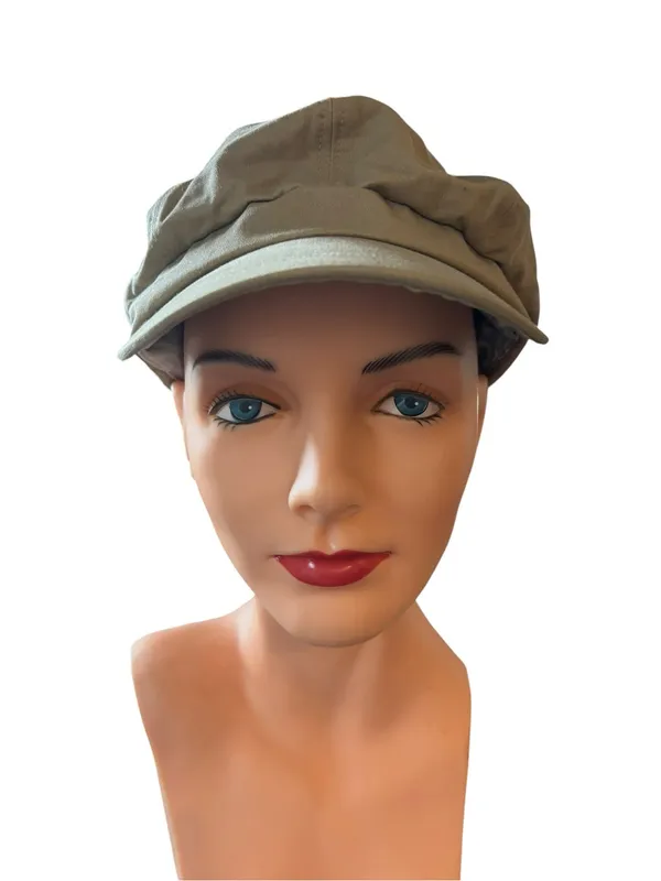 Gap Khaki Cotton Newsboy Cap~Relaxed Paneled Crown~Curved Brim Sz M/L Lined - Image 3