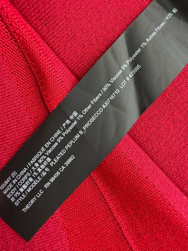 Theory Pleated Peplum Top Red Size Small - Image 8