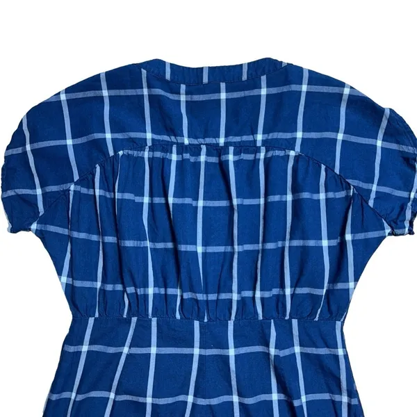 Zara trf Dark Blue Windowpane Cotton Mini Dress Women’s US M - Image 7