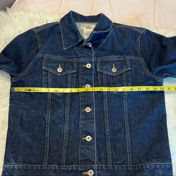 Vintage Denim Jean Jacket Dark Wash Size Large 100% cotton - Image 5