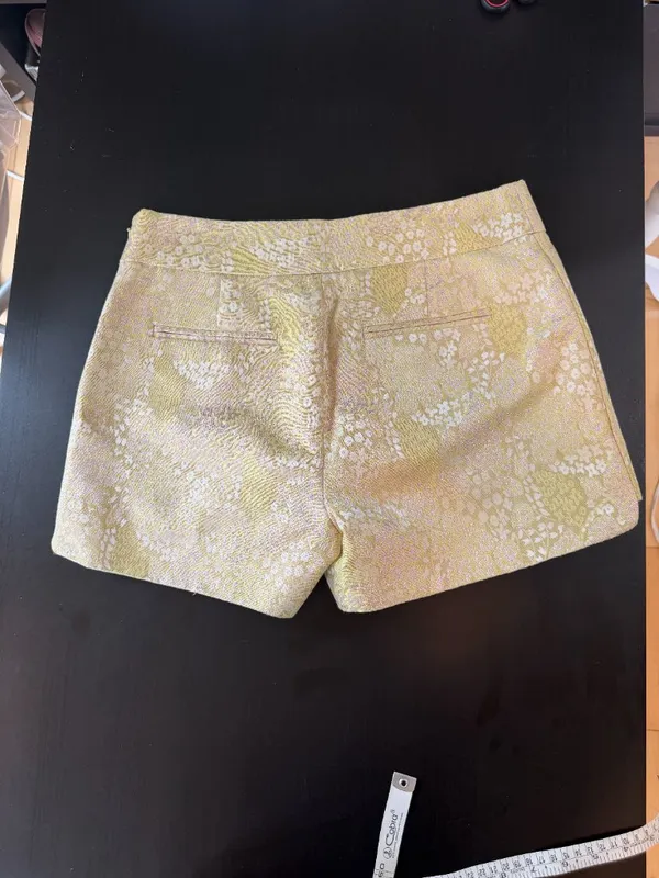 J. Crew Yellow Green Gold Brocade Metallic Shorts Size 2 NWT New - Image 8
