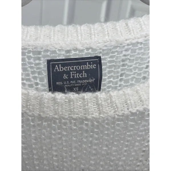 Abercrombie & Fitch Open Knit Sweater Womens Size XS White Y2K Sheer Sweater - Image 3