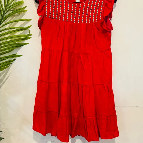 Red Ruffled Women's Dress - Image 6