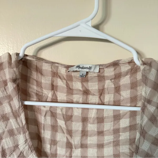 Madewell Beige Check Tie-Front Blouse - Image 2