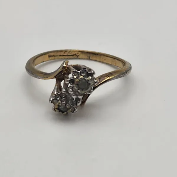 Vintage Joseph Esposito 14K HGE & Clear Rhinestone Cocktail Ring (6.75) - Image 6