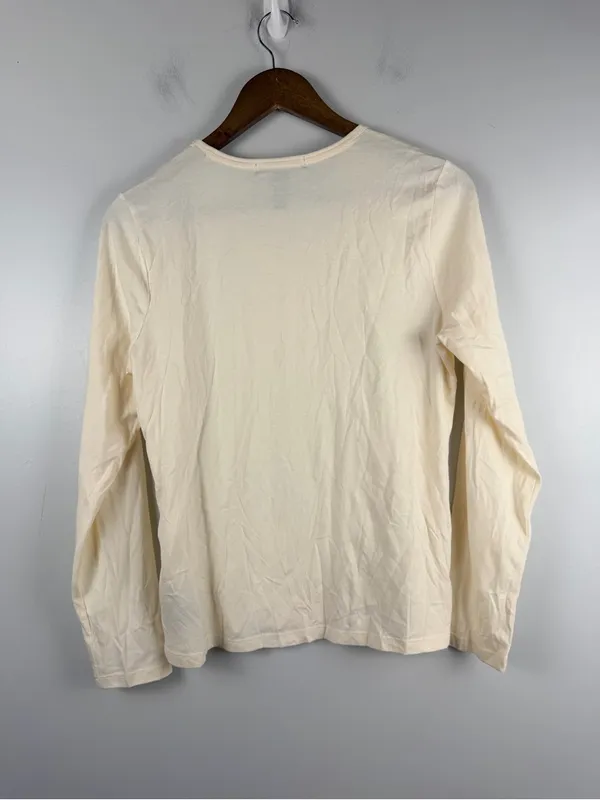 Lauren Ralph Lauren cream long sleeve beaded embellished top size petite medium - Image 5