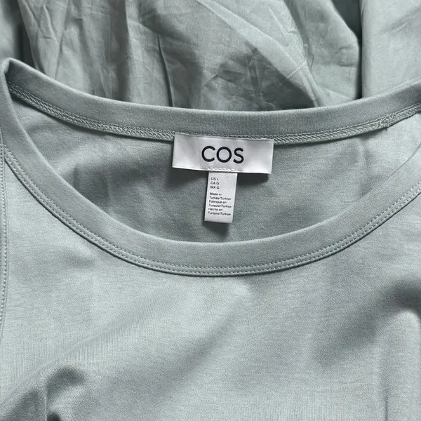 COS Cotton Contrast Panel Maxi Dress Sage Green Coastal Resort Travel Chic L - Image 7
