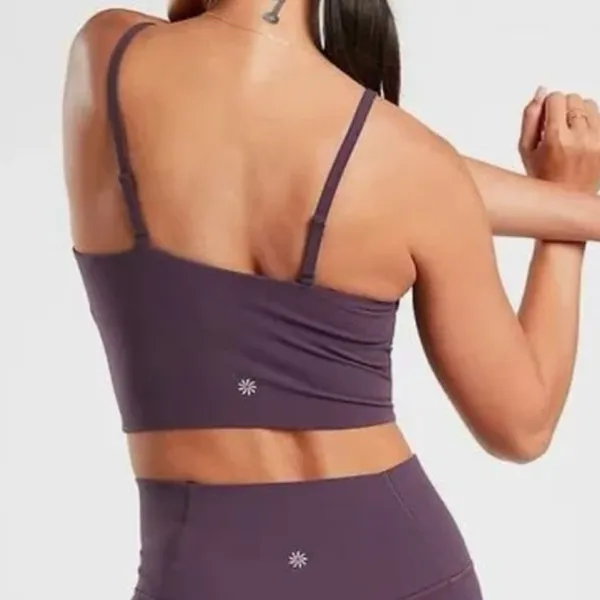 Athleta Purple Powervita Cinch Longline Ruched Padded Sports‎ Bra - Image 2