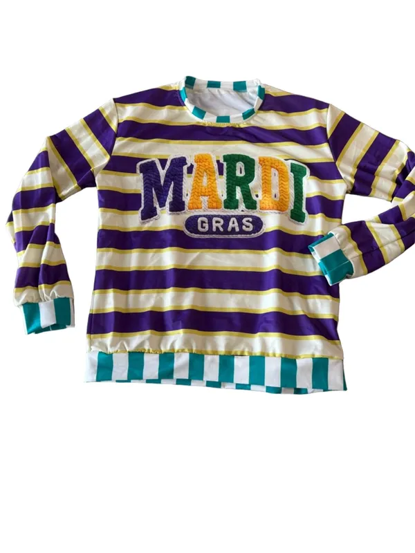 Men’s / Women’s Mardi Gras Long Sleeve Striped Top Size S #260760 - Image 3
