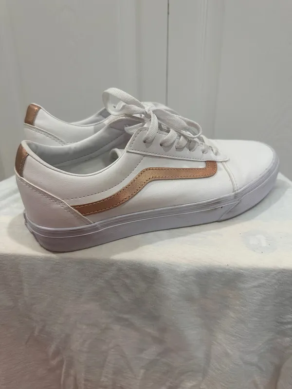 Vans Ward Tumble White Leather Rose Gold Sneakers Women's Size 10 - Image 3