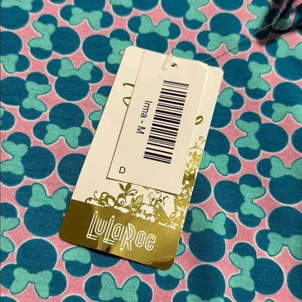Disney LuLaRoe medium Irma Minnie Mouse turquoise pink hi low oversized tunic - Image 5